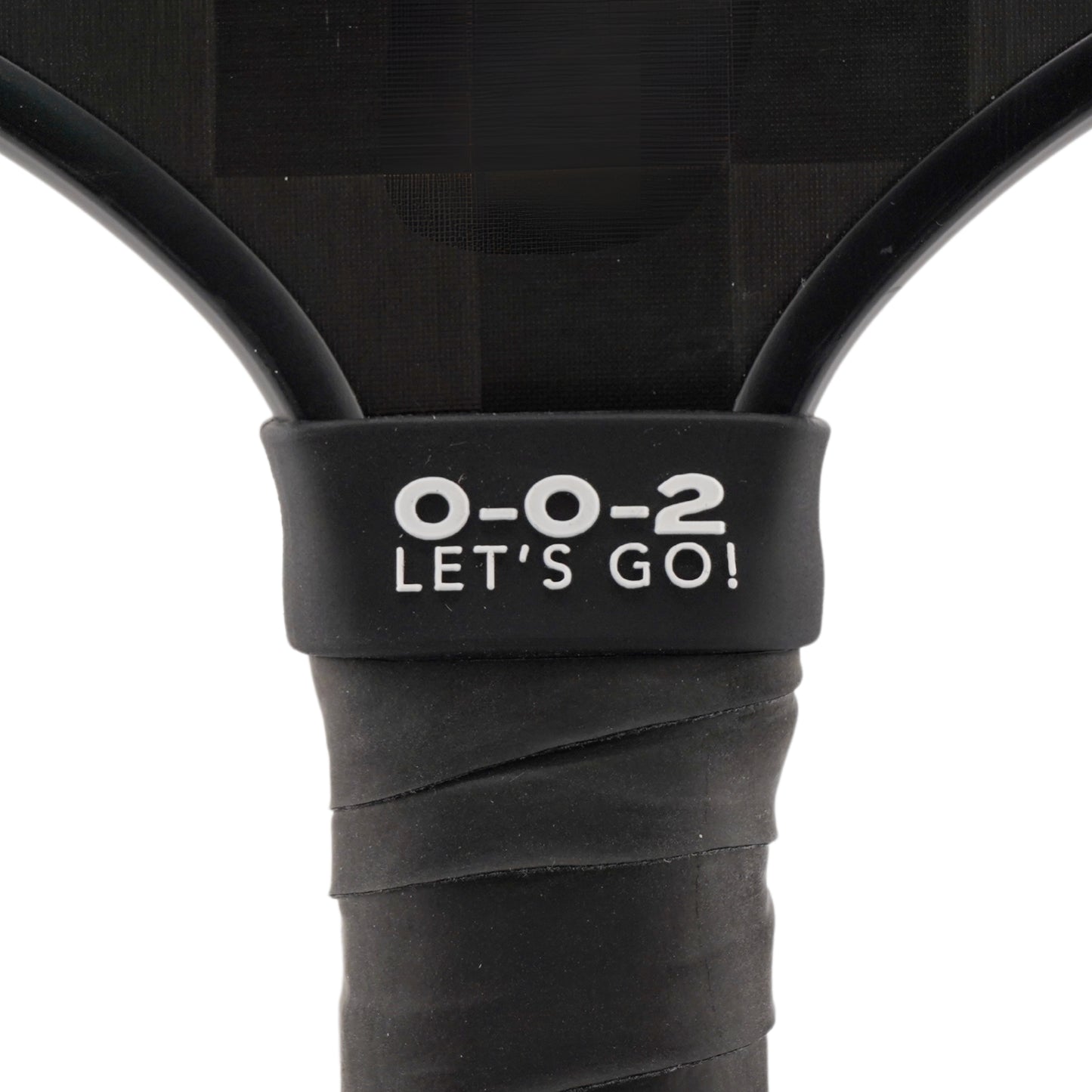 0-0-2 Let's Go Pickleball Band shown off paddle as a color-custom pickleball paddle band, perfect for personalized gear, clubs, tournaments, and accessory organization This image features custom pickleball paddle bands, a personalized paddle band, and a customized paddle band, ideal for player ID, team branding, club gear, and tournament accessories.