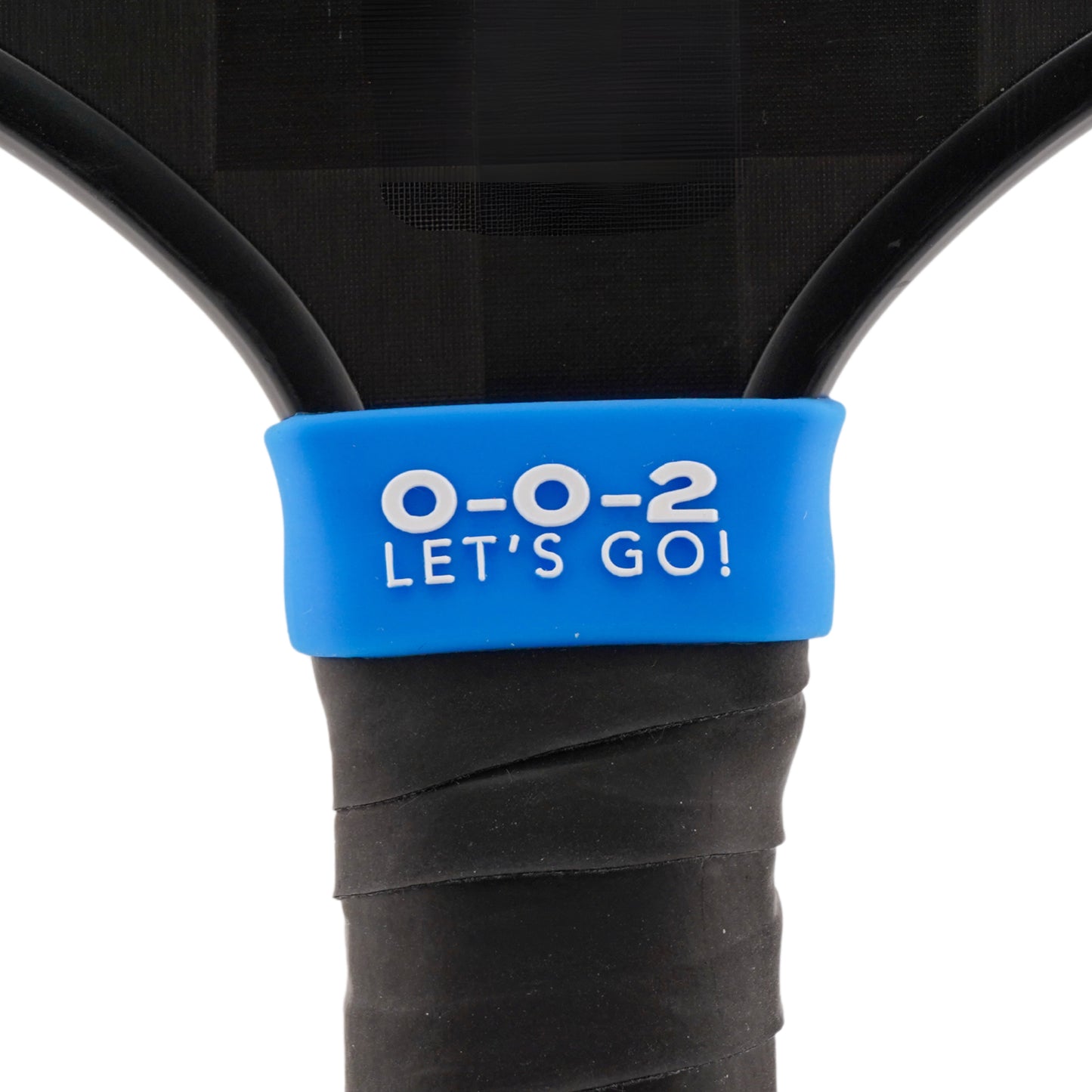 0-0-2 Let's Go Pickleball Band shown off paddle as a color-custom pickleball paddle band, perfect for personalized gear, clubs, tournaments, and accessory organization This image features custom pickleball paddle bands, a personalized paddle band, and a customized paddle band, ideal for player ID, team branding, club gear, and tournament accessories.