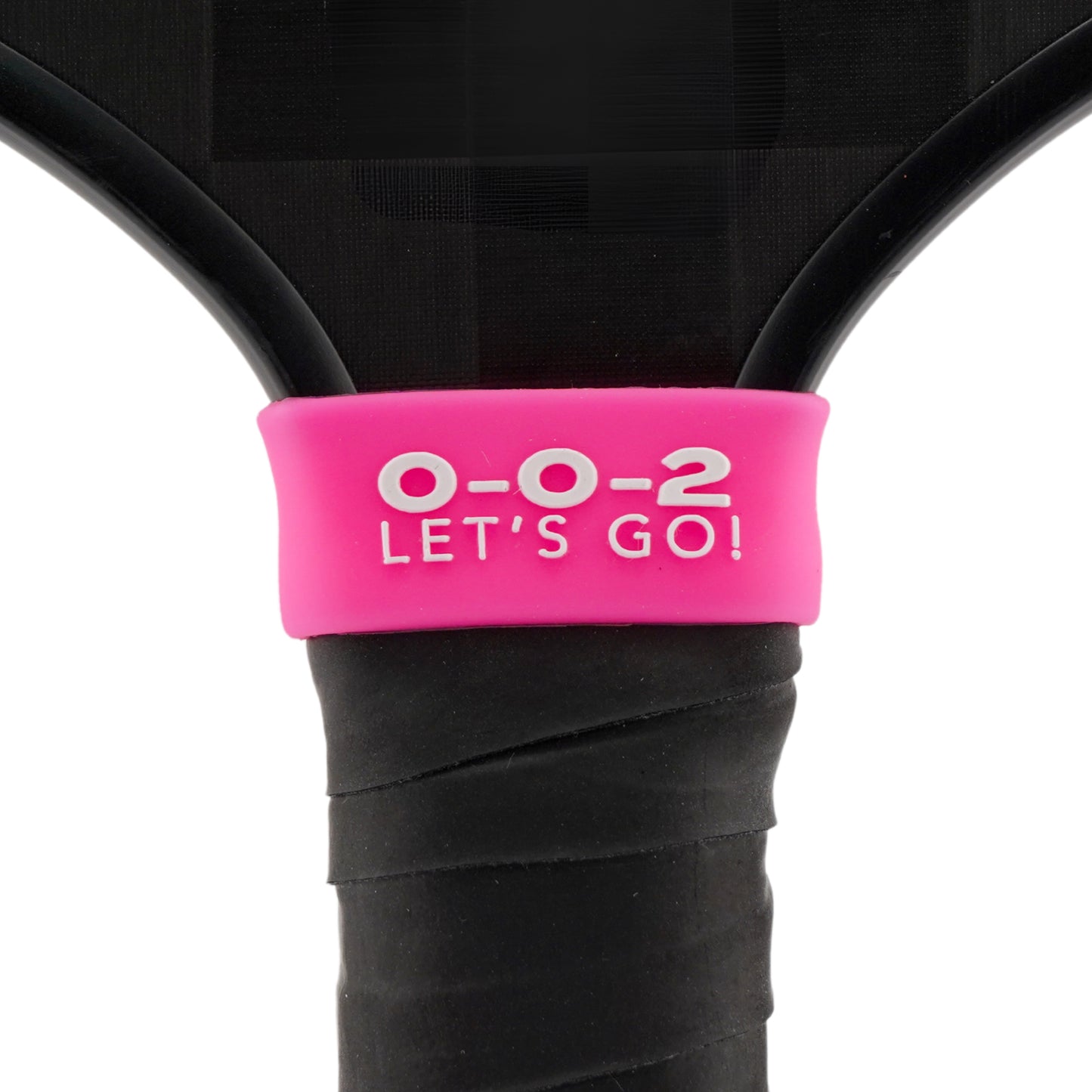 0-0-2 Let's Go Pickleball Band shown off paddle as a color-custom pickleball paddle band, perfect for personalized gear, clubs, tournaments, and accessory organization This image features custom pickleball paddle bands, a personalized paddle band, and a customized paddle band, ideal for player ID, team branding, club gear, and tournament accessories.
