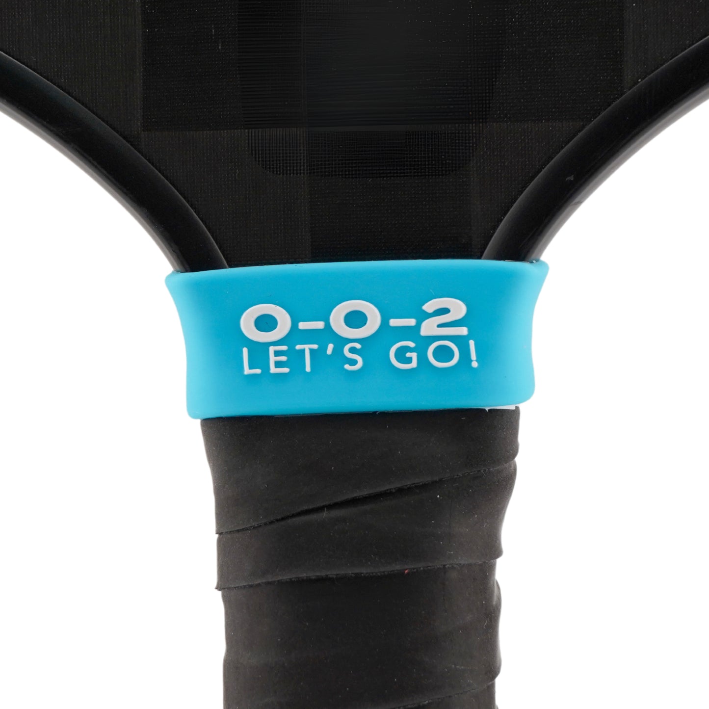 0-0-2 Let's Go Pickleball Band shown off paddle as a color-custom pickleball paddle band, perfect for personalized gear, clubs, tournaments, and accessory organization This image features custom pickleball paddle bands, a personalized paddle band, and a customized paddle band, ideal for player ID, team branding, club gear, and tournament accessories.