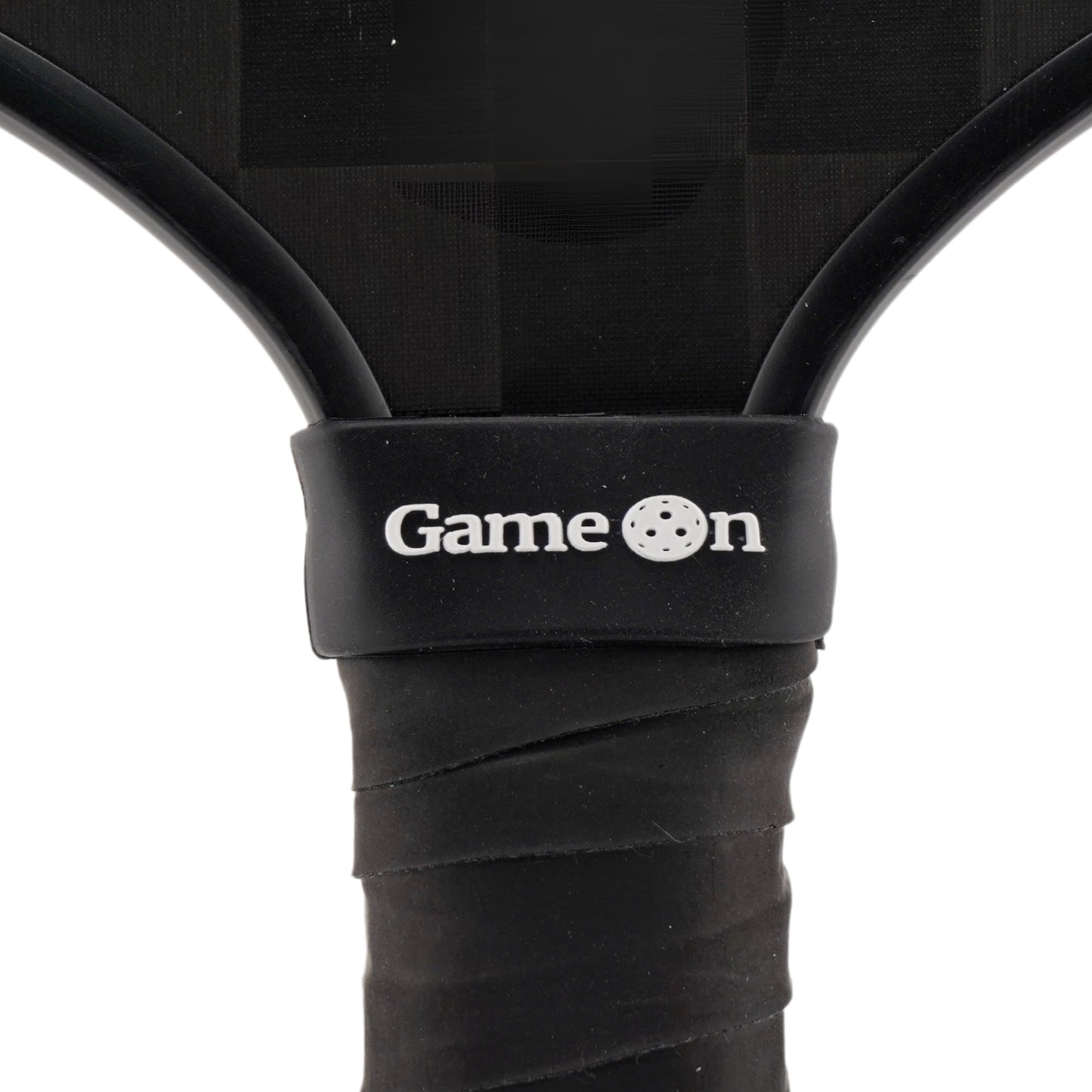 Game On Pickleball Band shown on paddle as a color-customized personalized paddle band for pickleball players, ideal for paddle ID, team branding, and custom gear This image features custom pickleball paddle bands, a personalized paddle band, and a customized paddle band, ideal for player ID, team branding, club gear, and tournament accessories.