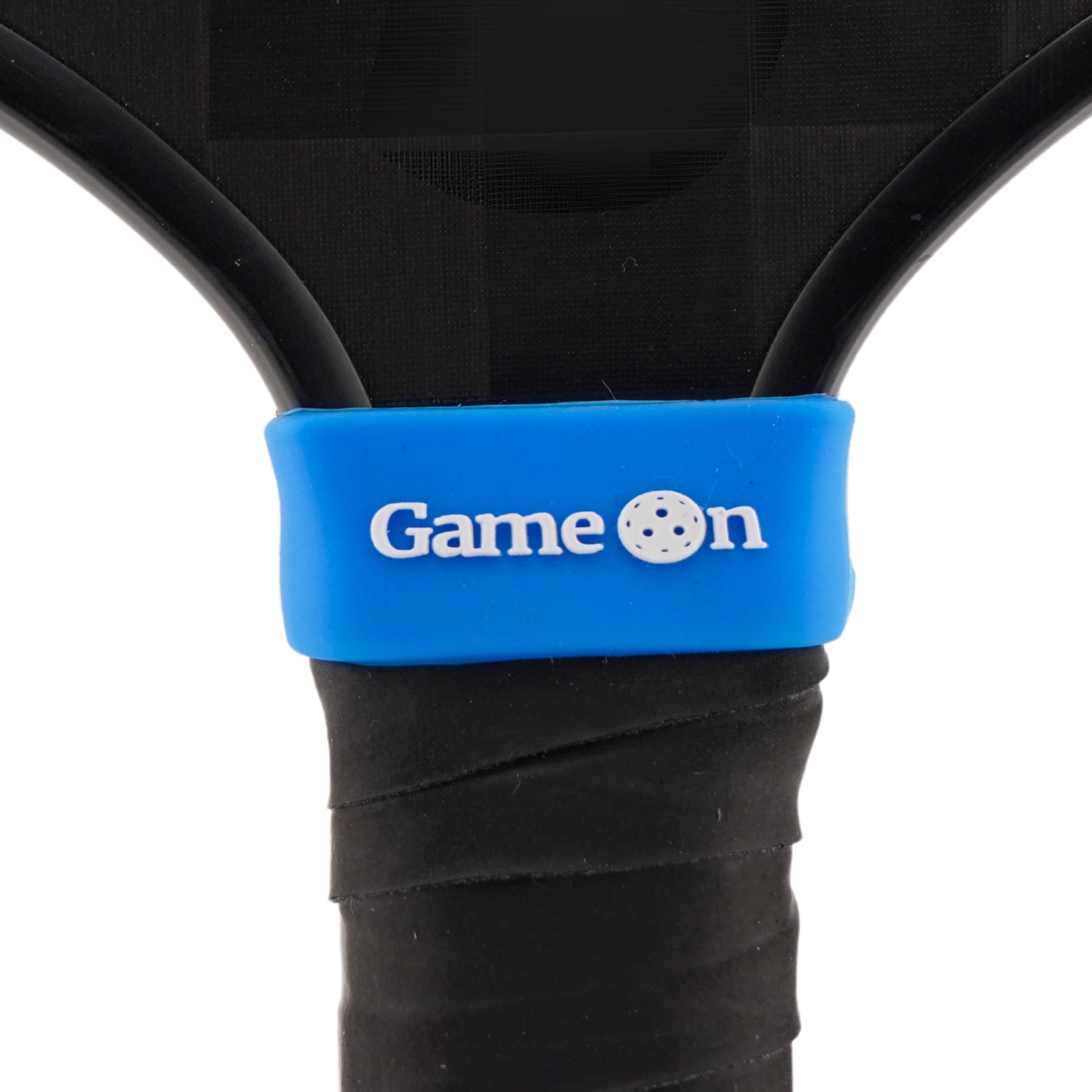 Game On Pickleball Band shown on paddle as a color-customized personalized paddle band for pickleball players, ideal for paddle ID, team branding, and custom gear This image features custom pickleball paddle bands, a personalized paddle band, and a customized paddle band, ideal for player ID, team branding, club gear, and tournament accessories.