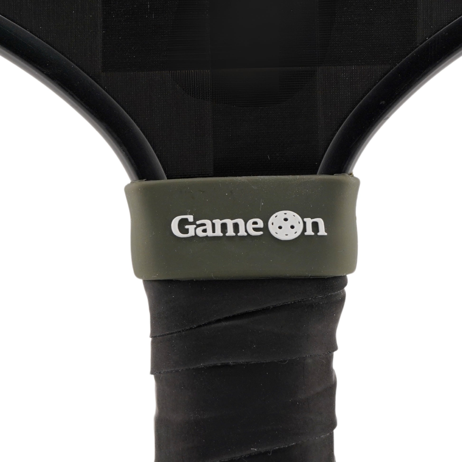 Game On Pickleball Band shown on paddle as a color-customized personalized paddle band for pickleball players, ideal for paddle ID, team branding, and custom gear This image features custom pickleball paddle bands, a personalized paddle band, and a customized paddle band, ideal for player ID, team branding, club gear, and tournament accessories.