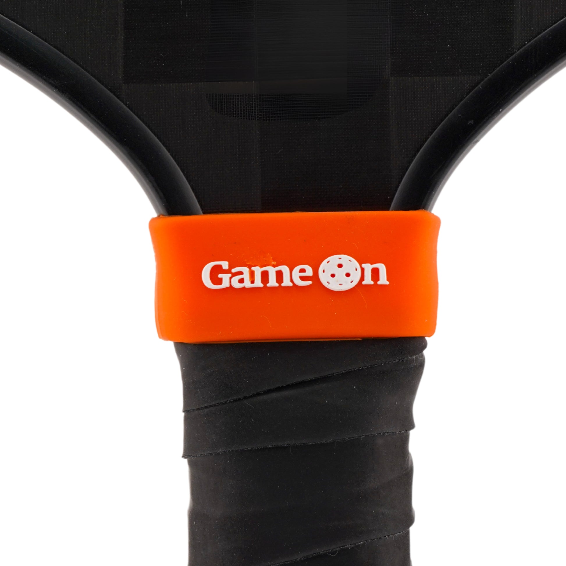 Game On Pickleball Band shown on paddle as a color-customized personalized paddle band for pickleball players, ideal for paddle ID, team branding, and custom gear This image features custom pickleball paddle bands, a personalized paddle band, and a customized paddle band, ideal for player ID, team branding, club gear, and tournament accessories.
