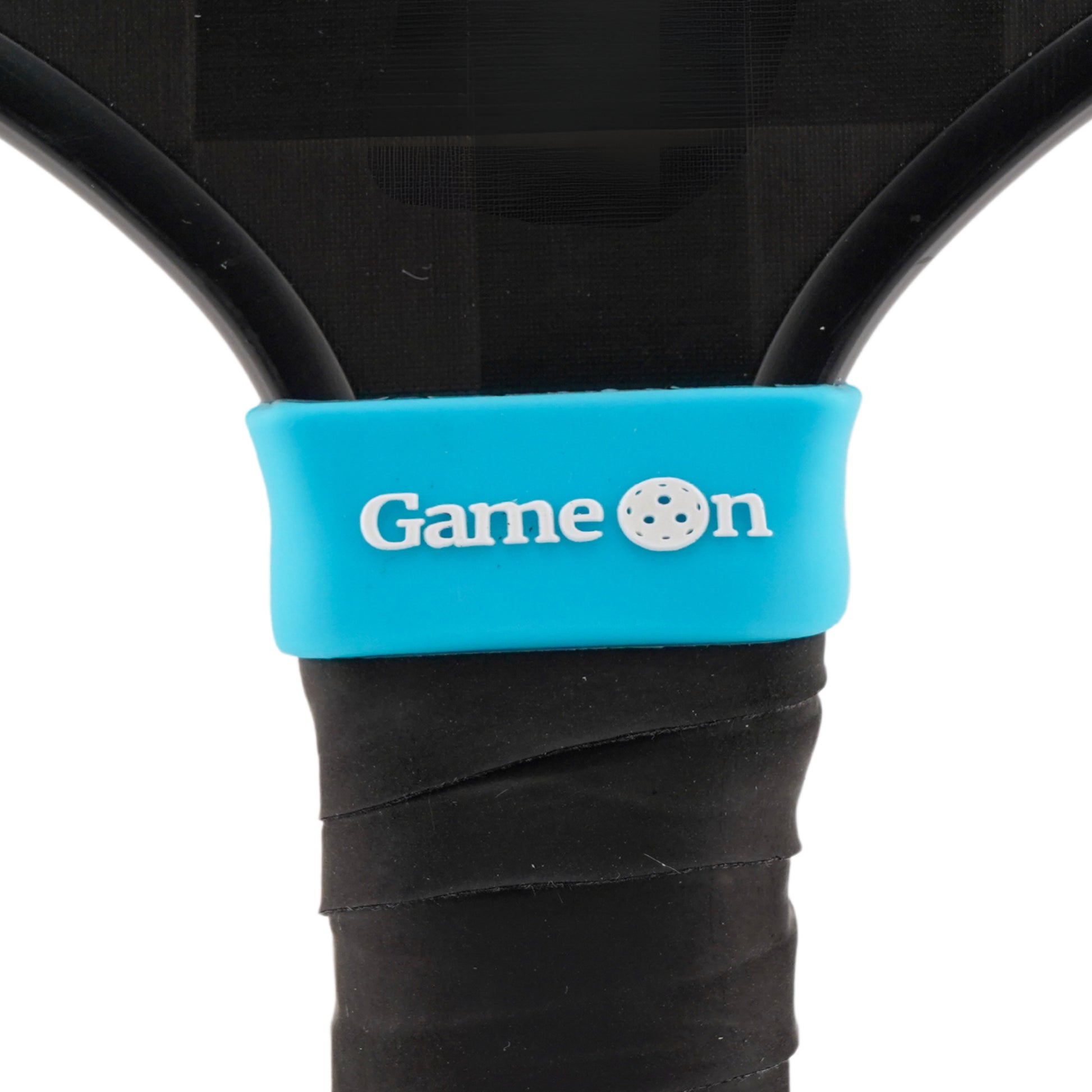 Game On Pickleball Band shown on paddle as a color-customized personalized paddle band for pickleball players, ideal for paddle ID, team branding, and custom gear This image features custom pickleball paddle bands, a personalized paddle band, and a customized paddle band, ideal for player ID, team branding, club gear, and tournament accessories.