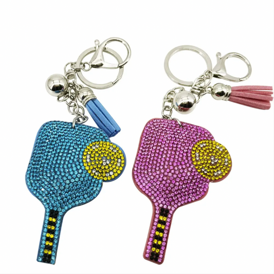 Sparkle Keychain shown off paddle as a color-custom pickleball paddle band, perfect for personalized gear, clubs, tournaments, and accessory organization This image features custom pickleball paddle bands, a personalized paddle band, and a customized paddle band, ideal for player ID, team branding, club gear, and tournament accessories.