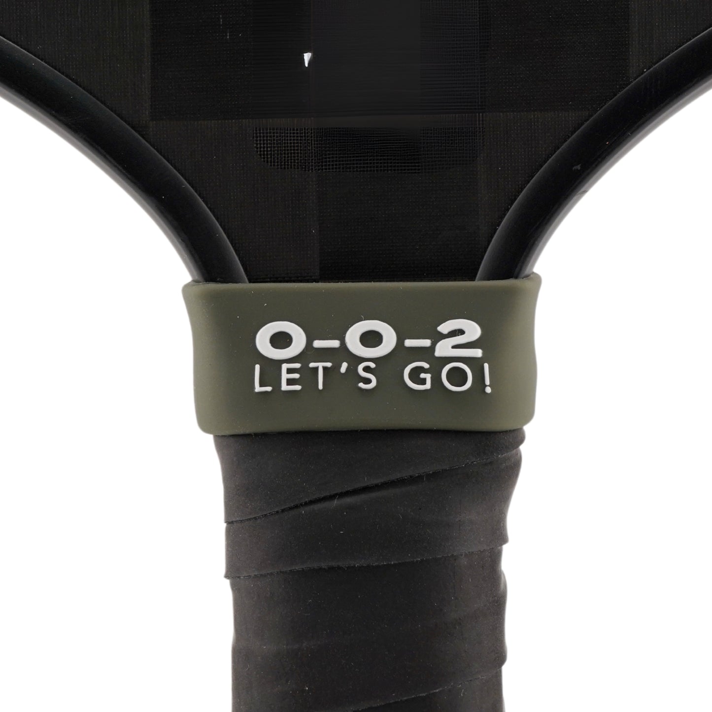 0-0-2 Let's Go Pickleball Band shown off paddle as a color-custom pickleball paddle band, perfect for personalized gear, clubs, tournaments, and accessory organization This image features custom pickleball paddle bands, a personalized paddle band, and a customized paddle band, ideal for player ID, team branding, club gear, and tournament accessories.