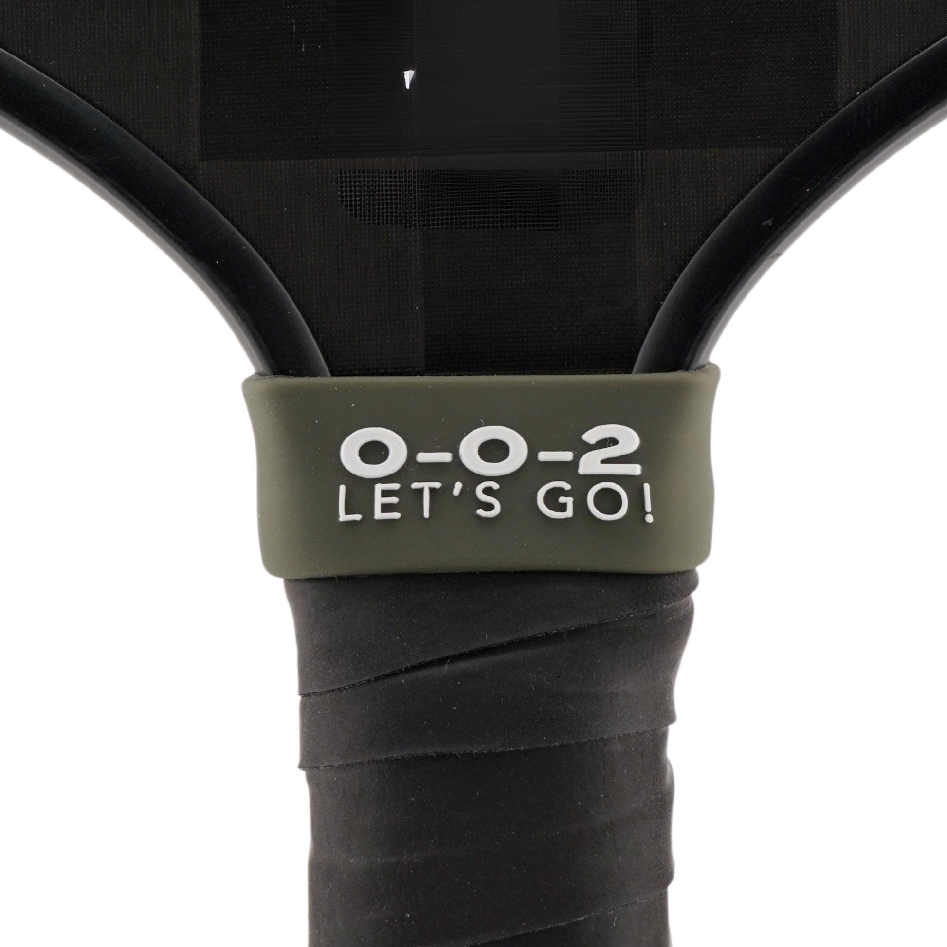 0-0-2 Let's Go Pickleball Band shown off paddle as a color-custom pickleball paddle band, perfect for personalized gear, clubs, tournaments, and accessory organization This image features custom pickleball paddle bands, a personalized paddle band, and a customized paddle band, ideal for player ID, team branding, club gear, and tournament accessories.