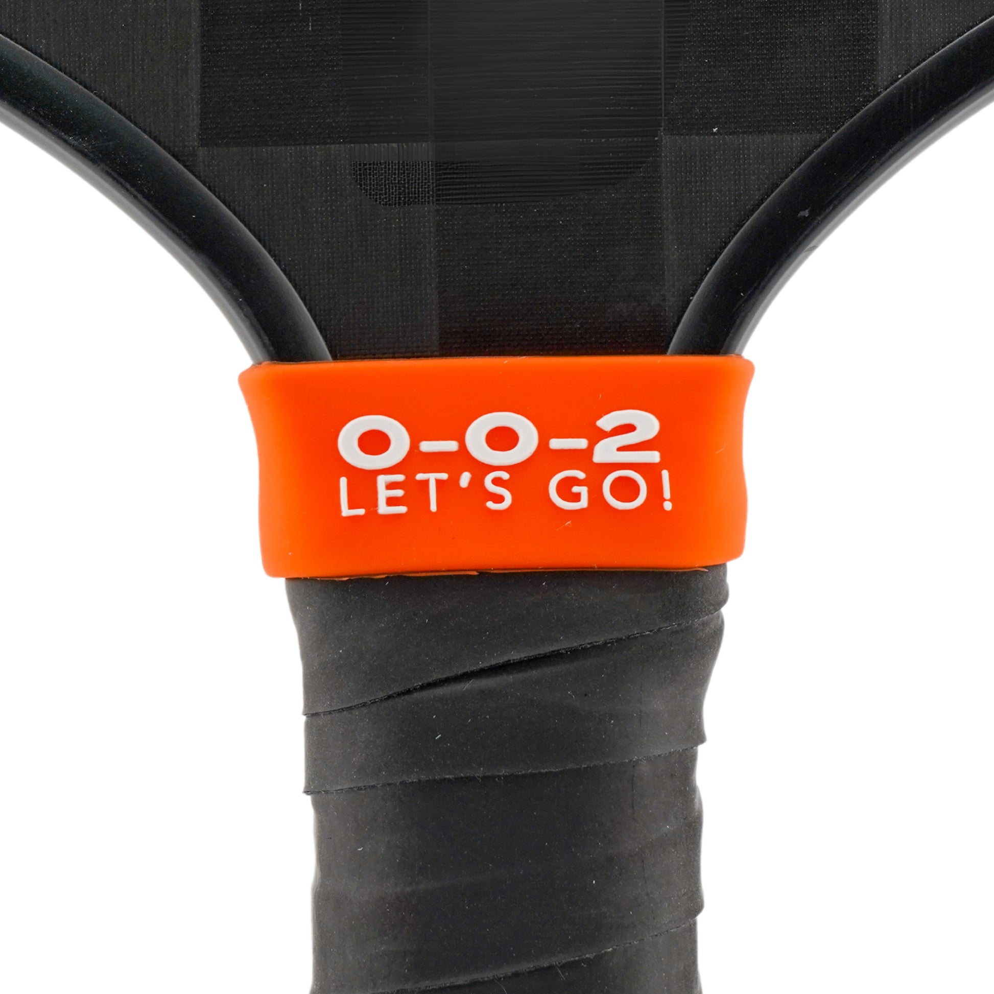0-0-2 Let's Go Pickleball Band shown off paddle as a color-custom pickleball paddle band, perfect for personalized gear, clubs, tournaments, and accessory organization This image features custom pickleball paddle bands, a personalized paddle band, and a customized paddle band, ideal for player ID, team branding, club gear, and tournament accessories.