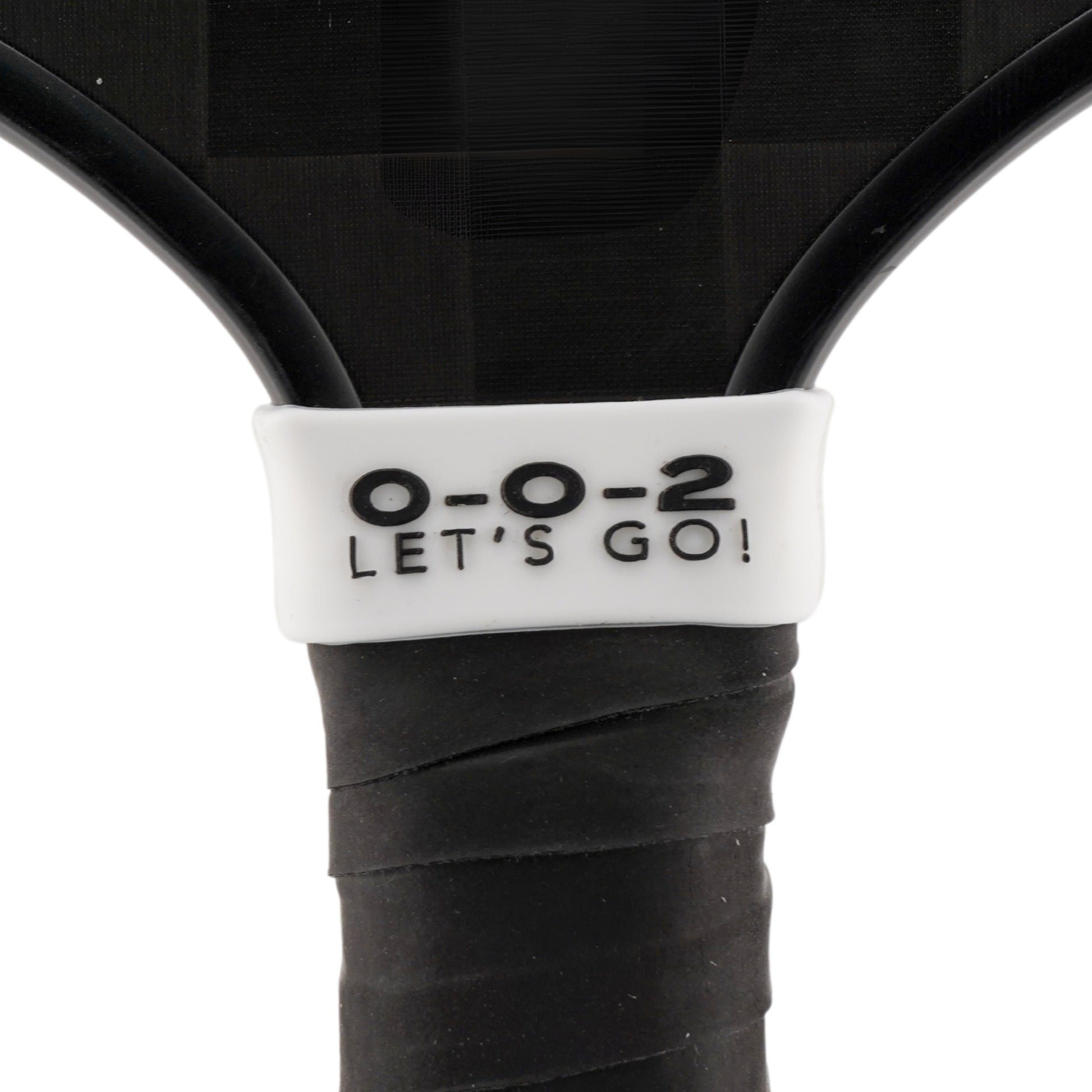 0-0-2 Let's Go Pickleball Band shown off paddle as a color-custom pickleball paddle band, perfect for personalized gear, clubs, tournaments, and accessory organization This image features custom pickleball paddle bands, a personalized paddle band, and a customized paddle band, ideal for player ID, team branding, club gear, and tournament accessories.