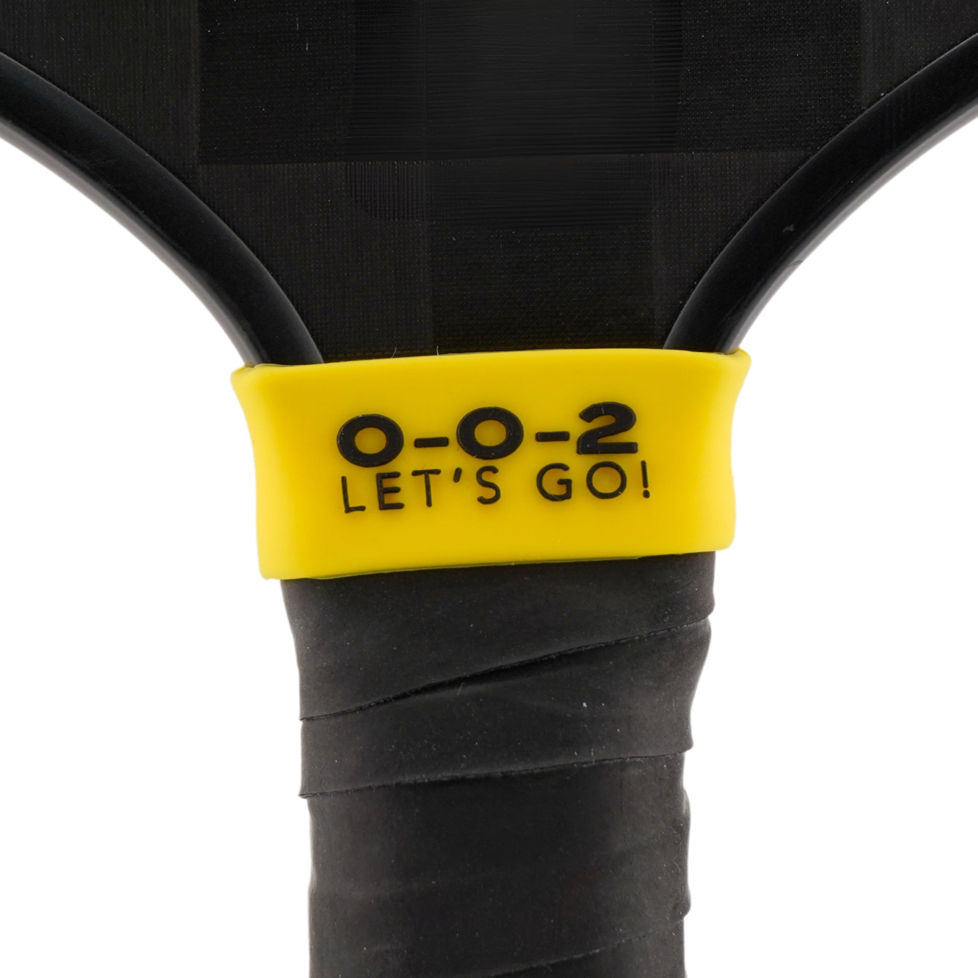 0-0-2 Let's Go Pickleball Band shown off paddle as a color-custom pickleball paddle band, perfect for personalized gear, clubs, tournaments, and accessory organization This image features custom pickleball paddle bands, a personalized paddle band, and a customized paddle band, ideal for player ID, team branding, club gear, and tournament accessories.