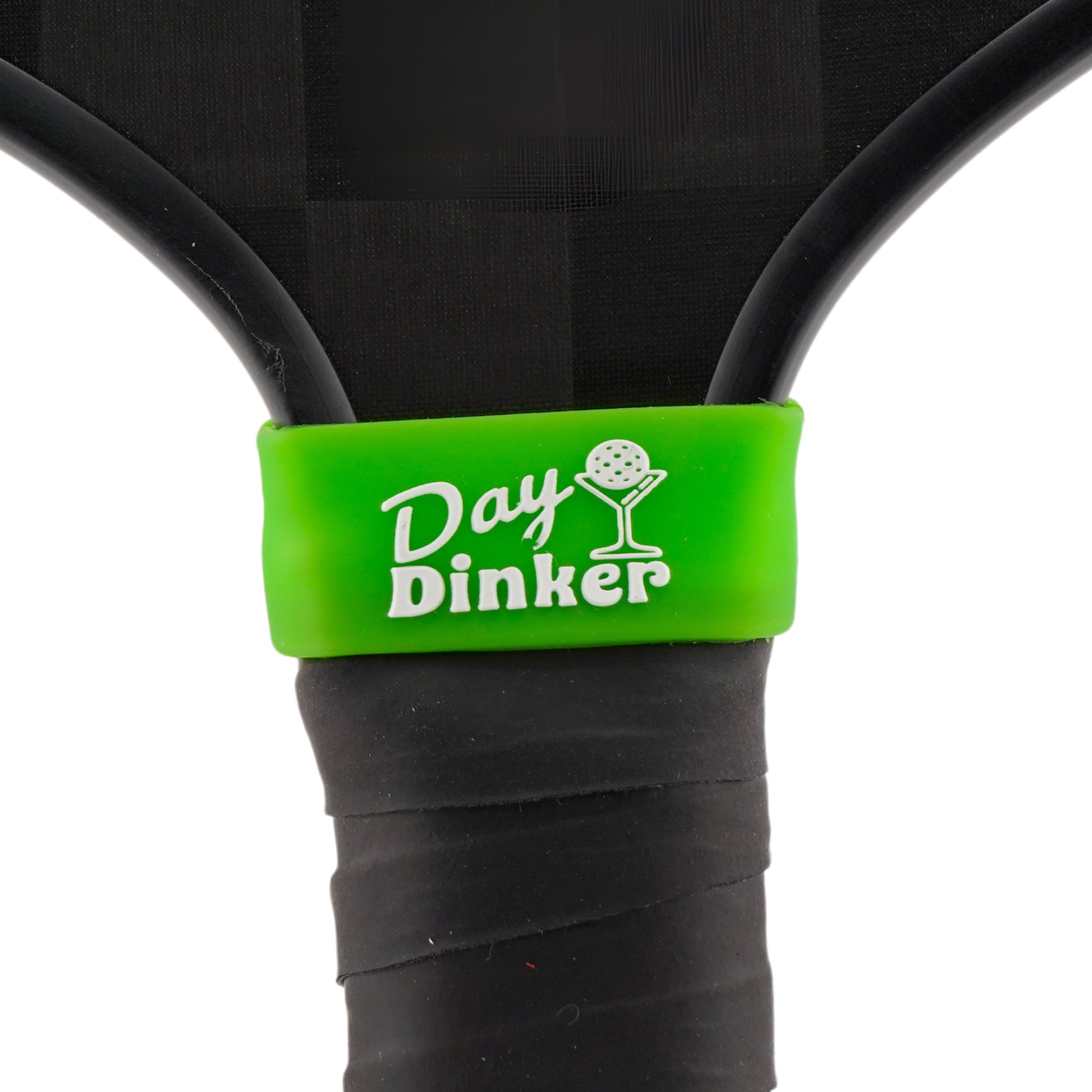 Day Dinker Pickleball Band shown on paddle as a color-customized personalized paddle band for pickleball players, ideal for paddle ID, team branding, and custom gear This image features custom pickleball paddle bands, a personalized paddle band, and a customized paddle band, ideal for player ID, team branding, club gear, and tournament accessories.
