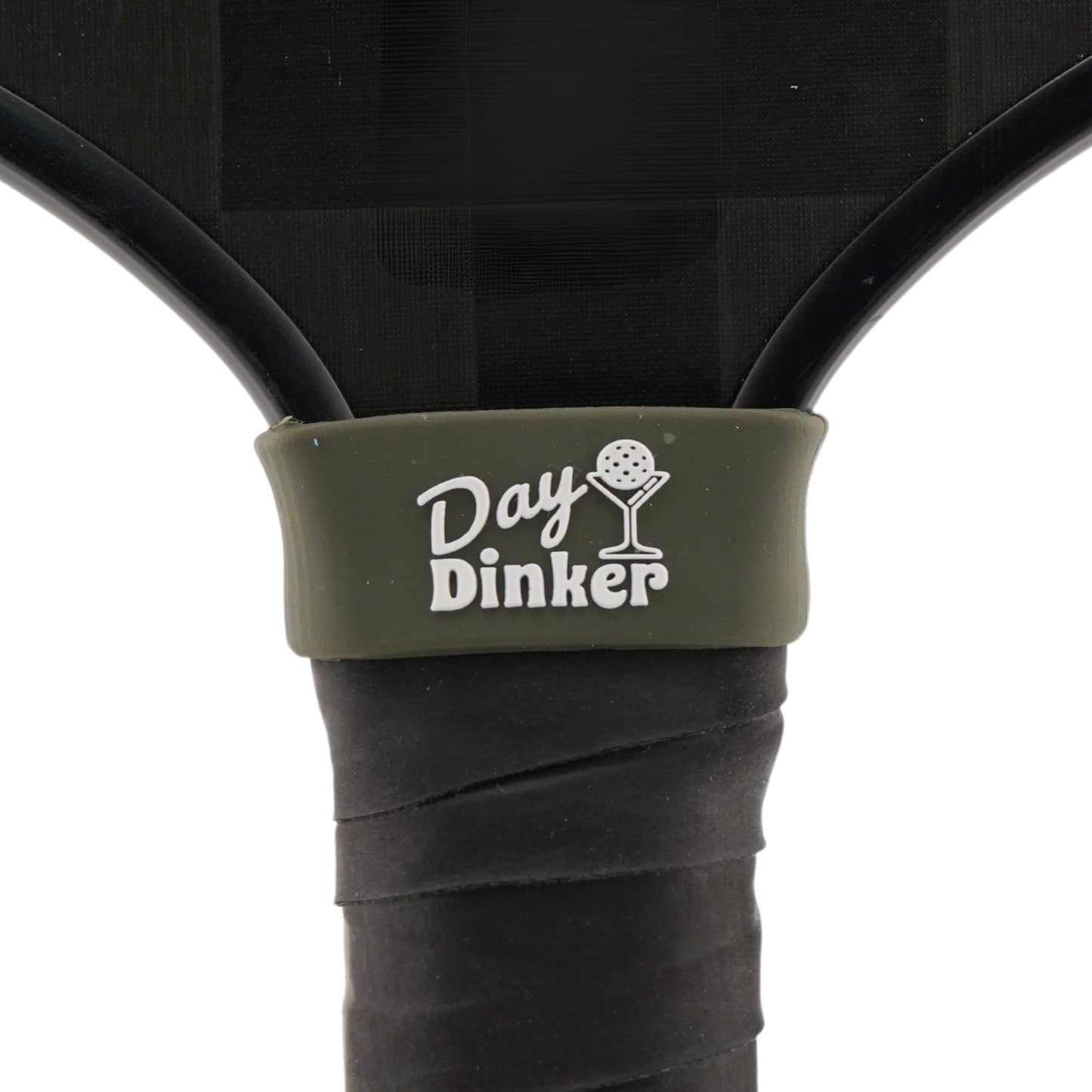 Day Dinker Pickleball Band shown on paddle as a color-customized personalized paddle band for pickleball players, ideal for paddle ID, team branding, and custom gear This image features custom pickleball paddle bands, a personalized paddle band, and a customized paddle band, ideal for player ID, team branding, club gear, and tournament accessories.