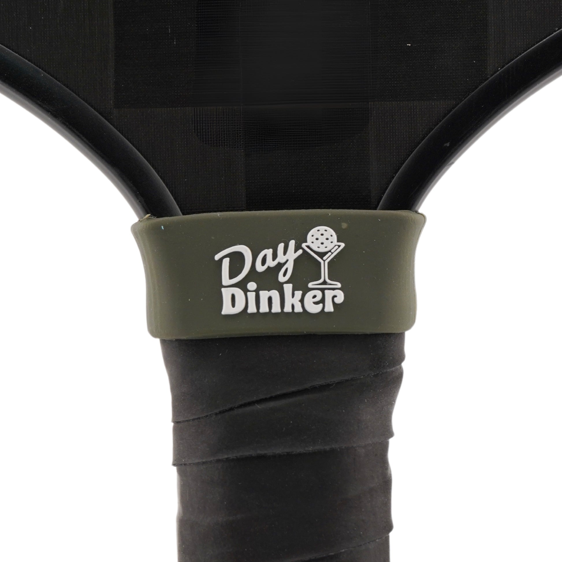 Day Dinker Pickleball Band shown on paddle as a color-customized personalized paddle band for pickleball players, ideal for paddle ID, team branding, and custom gear This image features custom pickleball paddle bands, a personalized paddle band, and a customized paddle band, ideal for player ID, team branding, club gear, and tournament accessories.