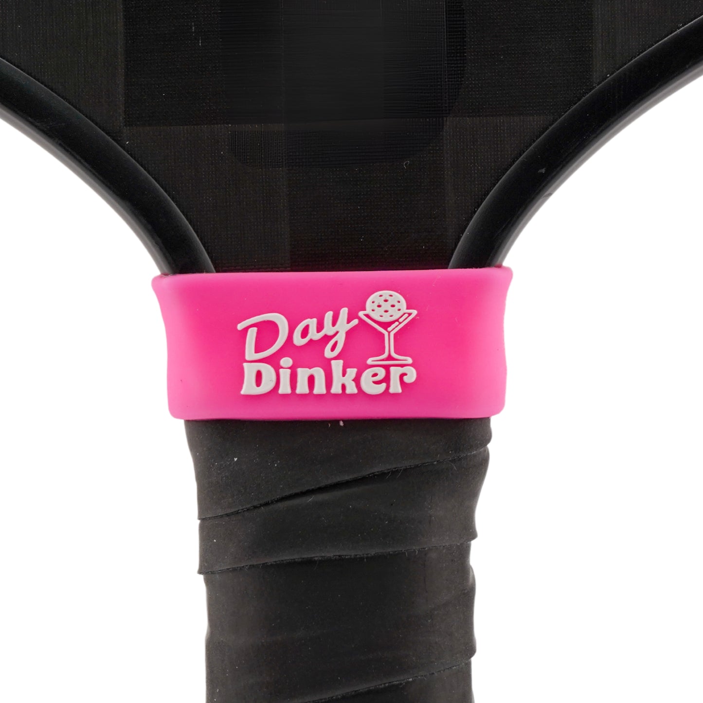 Day Dinker Pickleball Band shown on paddle as a color-customized personalized paddle band for pickleball players, ideal for paddle ID, team branding, and custom gear This image features custom pickleball paddle bands, a personalized paddle band, and a customized paddle band, ideal for player ID, team branding, club gear, and tournament accessories.