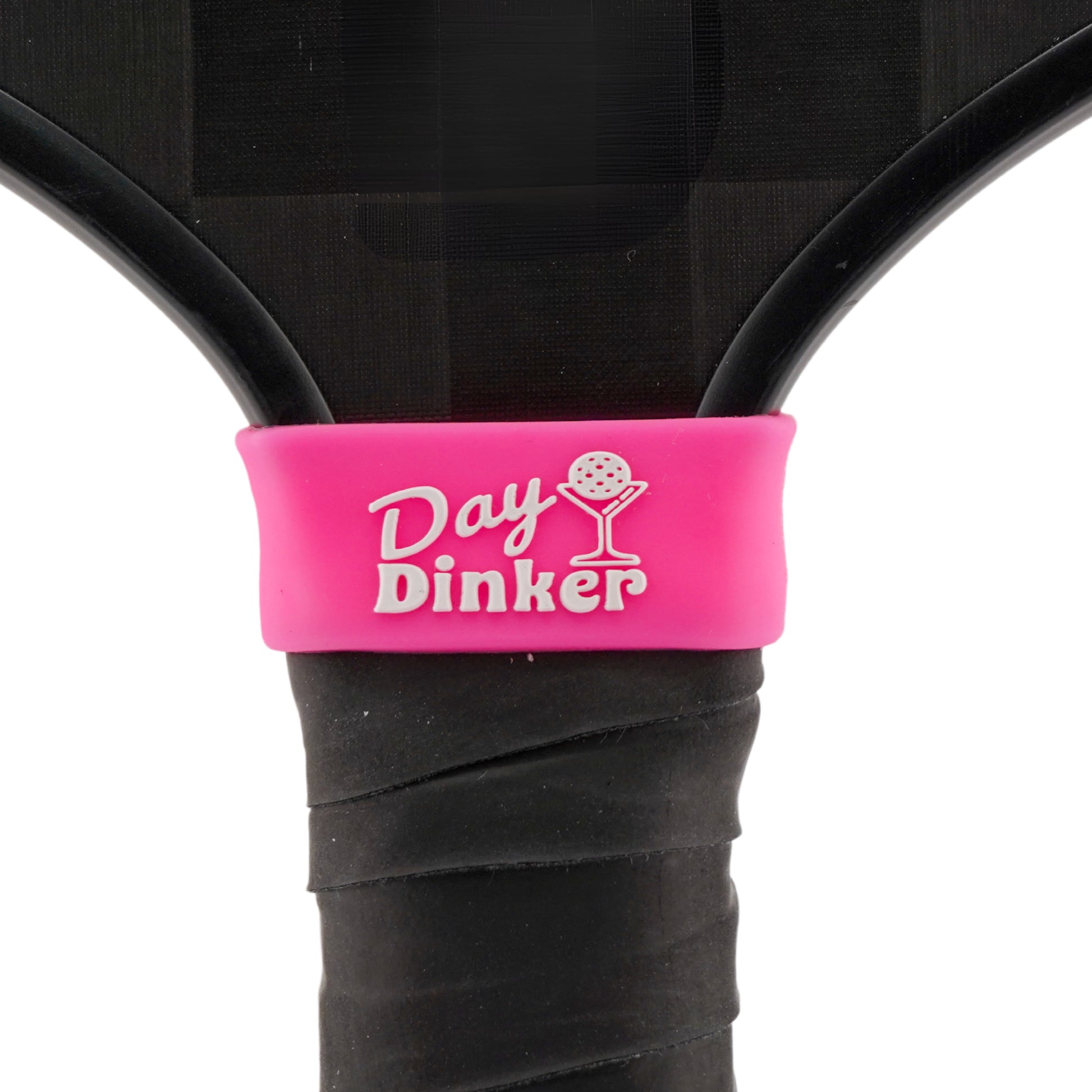 Day Dinker Pickleball Band shown on paddle as a color-customized personalized paddle band for pickleball players, ideal for paddle ID, team branding, and custom gear This image features custom pickleball paddle bands, a personalized paddle band, and a customized paddle band, ideal for player ID, team branding, club gear, and tournament accessories.