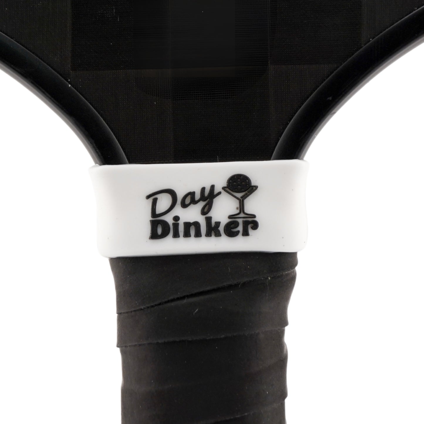 Day Dinker Pickleball Band shown on paddle as a color-customized personalized paddle band for pickleball players, ideal for paddle ID, team branding, and custom gear This image features custom pickleball paddle bands, a personalized paddle band, and a customized paddle band, ideal for player ID, team branding, club gear, and tournament accessories.