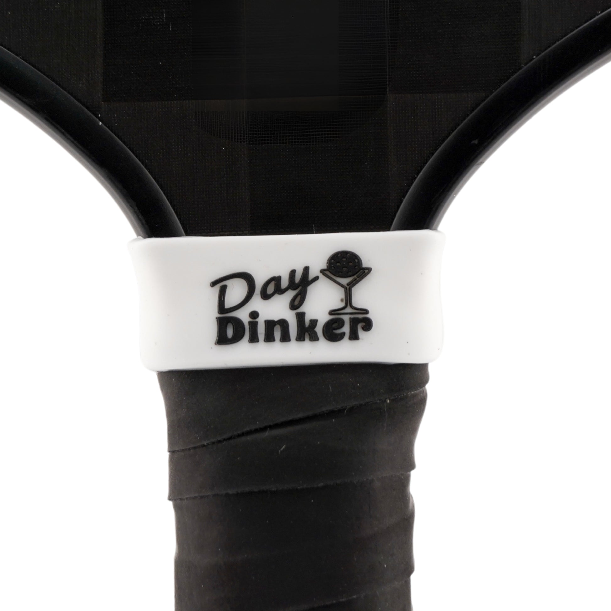 Day Dinker Pickleball Band shown on paddle as a color-customized personalized paddle band for pickleball players, ideal for paddle ID, team branding, and custom gear This image features custom pickleball paddle bands, a personalized paddle band, and a customized paddle band, ideal for player ID, team branding, club gear, and tournament accessories.
