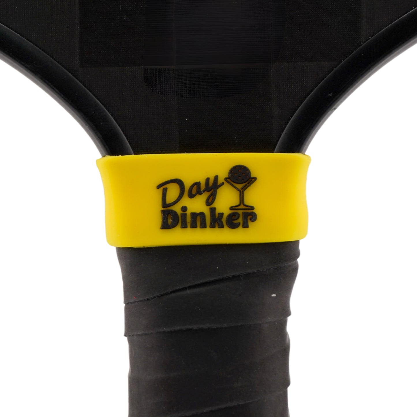 Day Dinker Pickleball Band shown on paddle as a color-customized personalized paddle band for pickleball players, ideal for paddle ID, team branding, and custom gear This image features custom pickleball paddle bands, a personalized paddle band, and a customized paddle band, ideal for player ID, team branding, club gear, and tournament accessories.