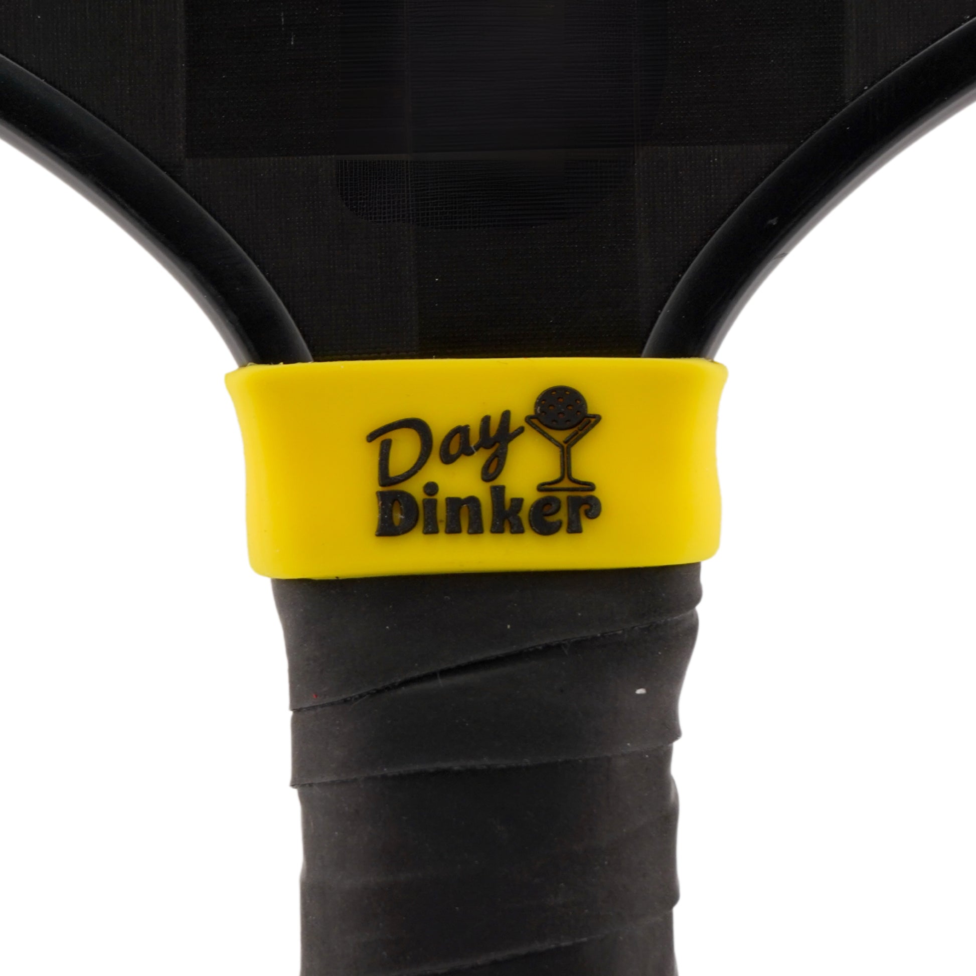 Day Dinker Pickleball Band shown on paddle as a color-customized personalized paddle band for pickleball players, ideal for paddle ID, team branding, and custom gear This image features custom pickleball paddle bands, a personalized paddle band, and a customized paddle band, ideal for player ID, team branding, club gear, and tournament accessories.