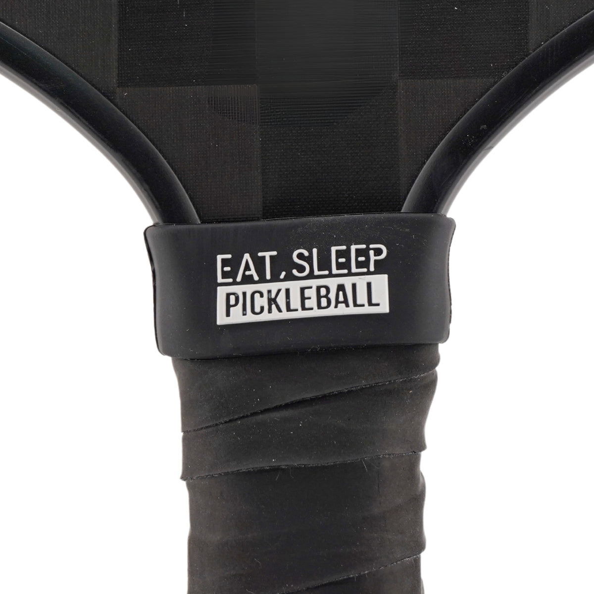 Eat Sleep Pickleball Pickleball Band shown on paddle as a color-customized personalized paddle band for pickleball players, ideal for paddle ID, team branding, and custom gear This image features custom pickleball paddle bands, a personalized paddle band, and a customized paddle band, ideal for player ID, team branding, club gear, and tournament accessories.