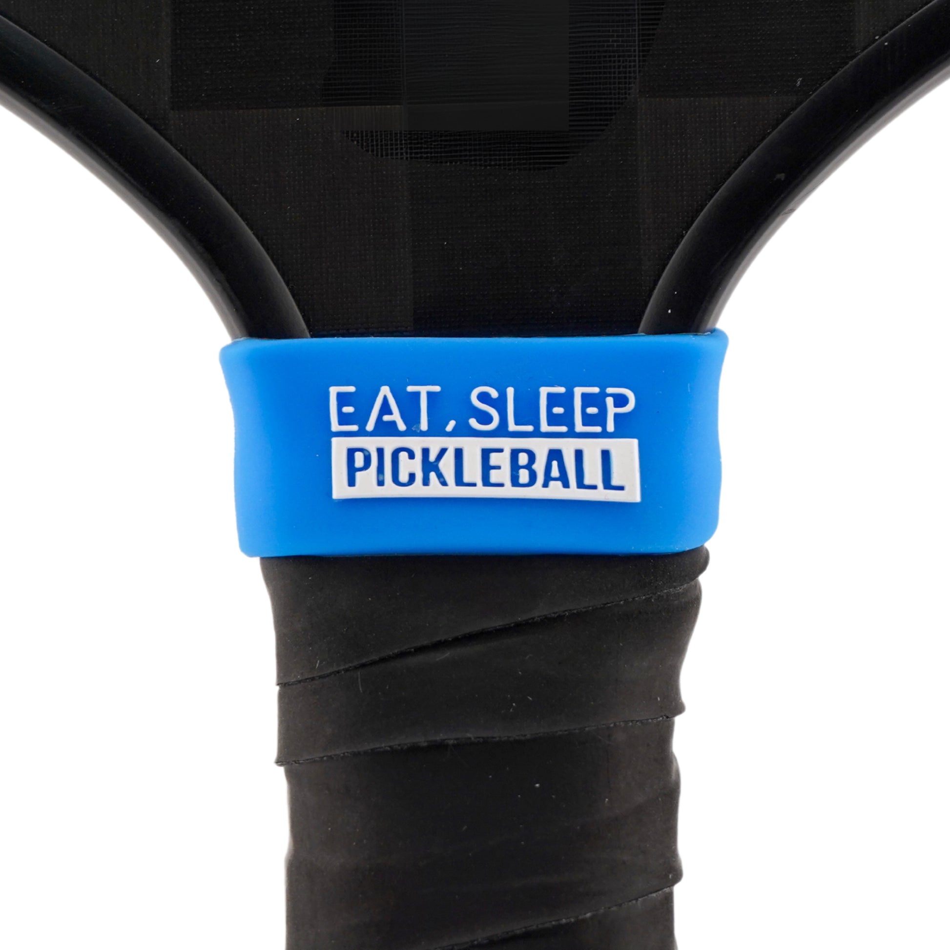 Eat Sleep Pickleball Pickleball Band shown on paddle as a color-customized personalized paddle band for pickleball players, ideal for paddle ID, team branding, and custom gear This image features custom pickleball paddle bands, a personalized paddle band, and a customized paddle band, ideal for player ID, team branding, club gear, and tournament accessories.