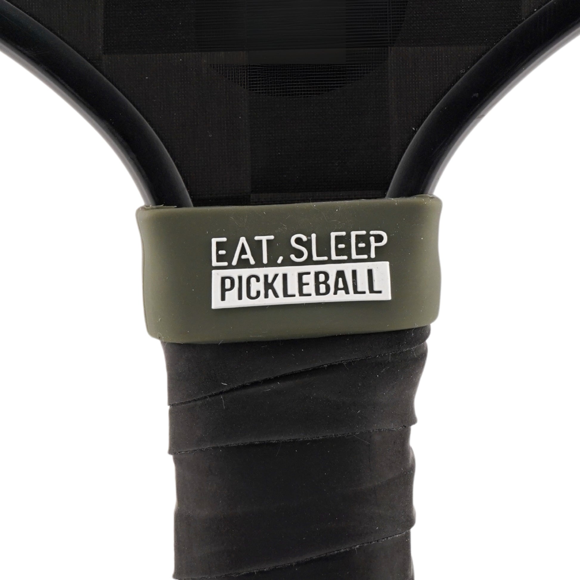 Eat Sleep Pickleball Pickleball Band shown on paddle as a color-customized personalized paddle band for pickleball players, ideal for paddle ID, team branding, and custom gear This image features custom pickleball paddle bands, a personalized paddle band, and a customized paddle band, ideal for player ID, team branding, club gear, and tournament accessories.