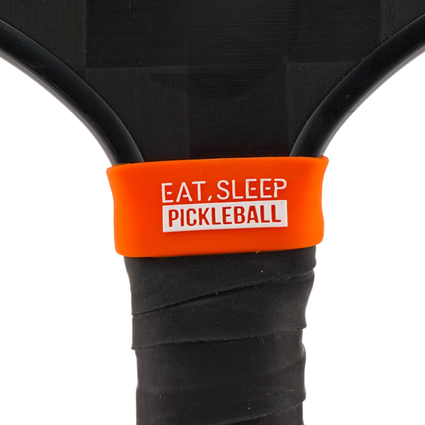 Eat Sleep Pickleball Pickleball Band shown on paddle as a color-customized personalized paddle band for pickleball players, ideal for paddle ID, team branding, and custom gear This image features custom pickleball paddle bands, a personalized paddle band, and a customized paddle band, ideal for player ID, team branding, club gear, and tournament accessories.