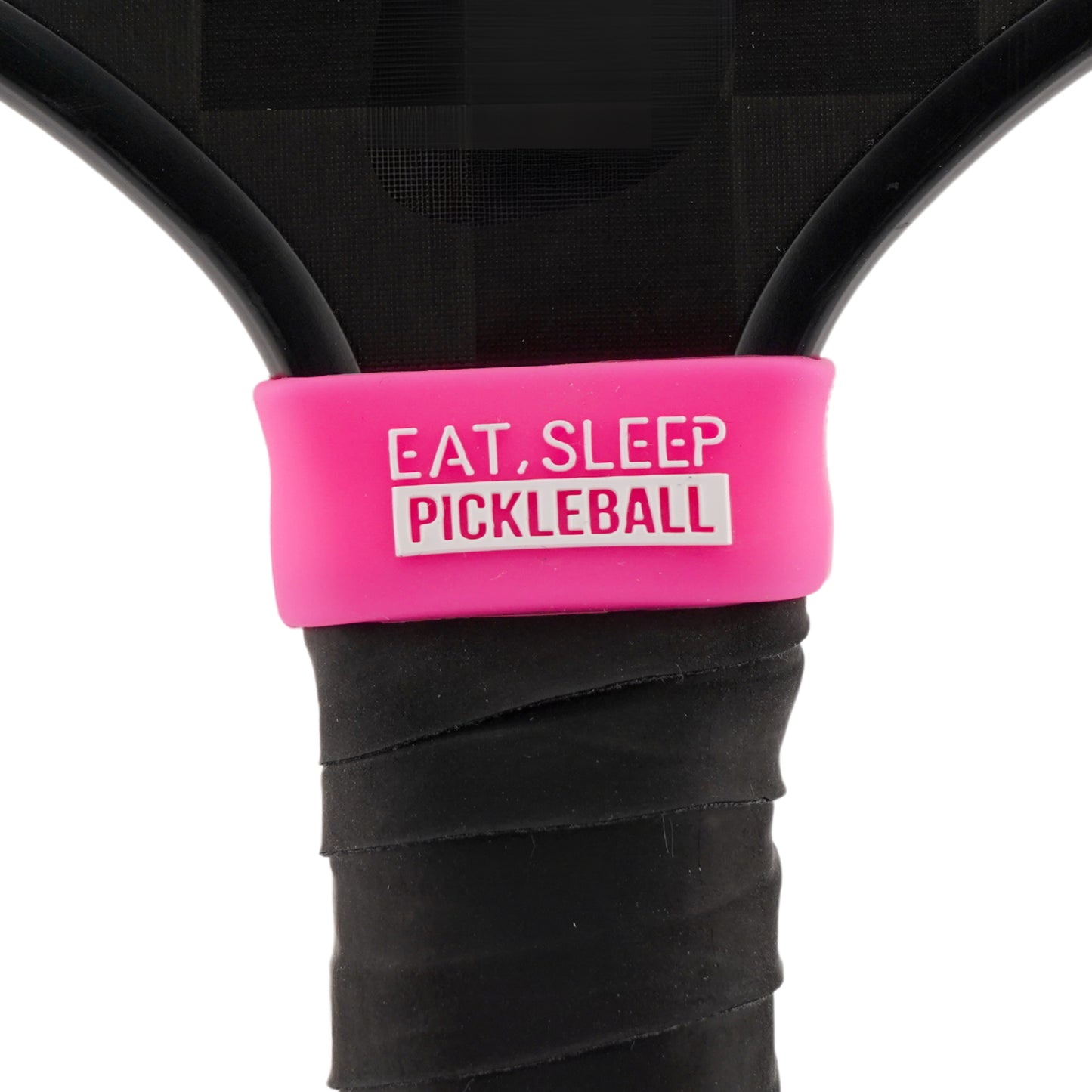 Eat Sleep Pickleball Pickleball Band shown on paddle as a color-customized personalized paddle band for pickleball players, ideal for paddle ID, team branding, and custom gear This image features custom pickleball paddle bands, a personalized paddle band, and a customized paddle band, ideal for player ID, team branding, club gear, and tournament accessories.