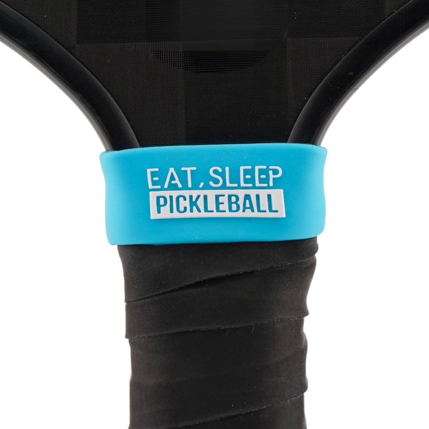 Eat Sleep Pickleball Pickleball Band shown on paddle as a color-customized personalized paddle band for pickleball players, ideal for paddle ID, team branding, and custom gear This image features custom pickleball paddle bands, a personalized paddle band, and a customized paddle band, ideal for player ID, team branding, club gear, and tournament accessories.