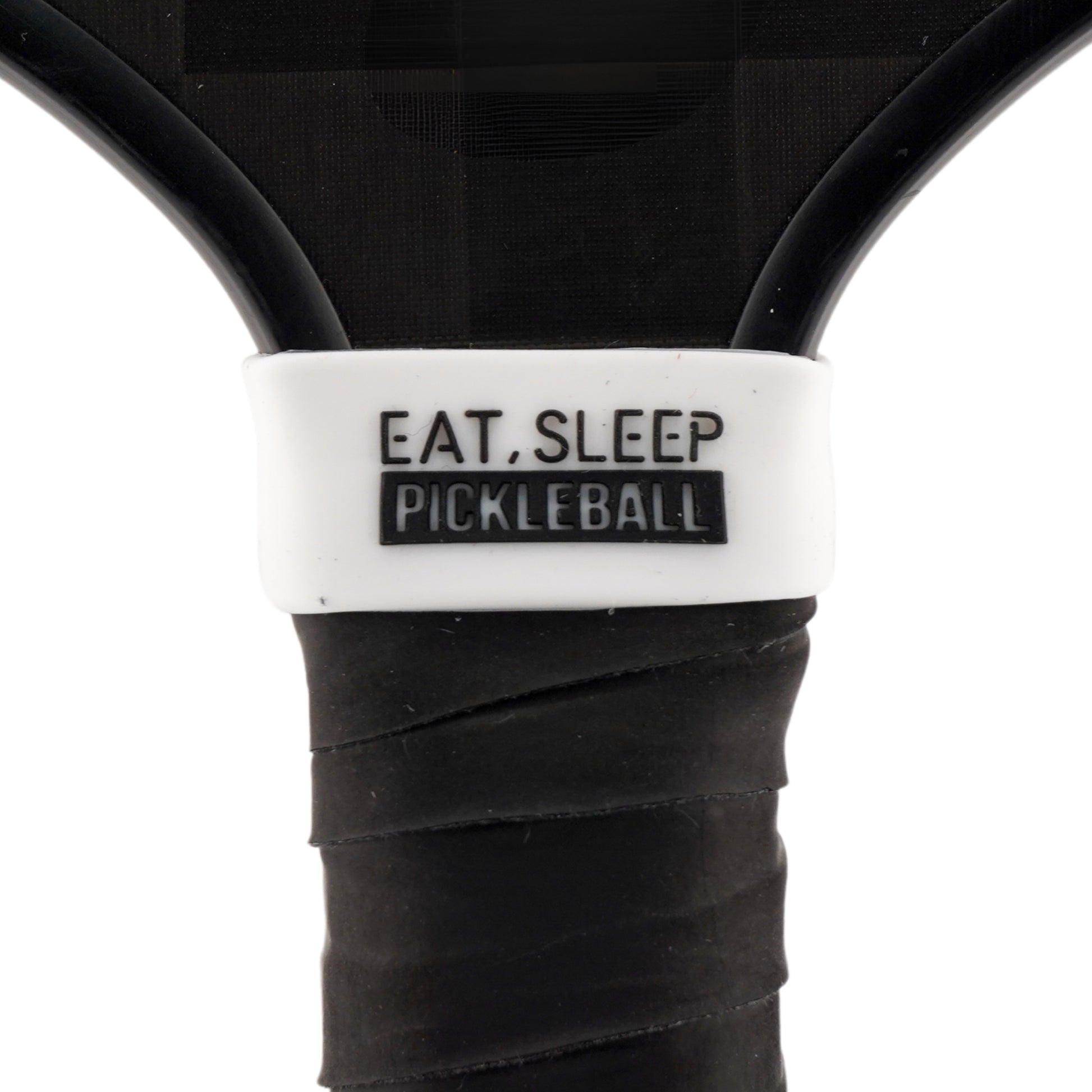 Eat Sleep Pickleball Pickleball Band shown on paddle as a color-customized personalized paddle band for pickleball players, ideal for paddle ID, team branding, and custom gear This image features custom pickleball paddle bands, a personalized paddle band, and a customized paddle band, ideal for player ID, team branding, club gear, and tournament accessories.