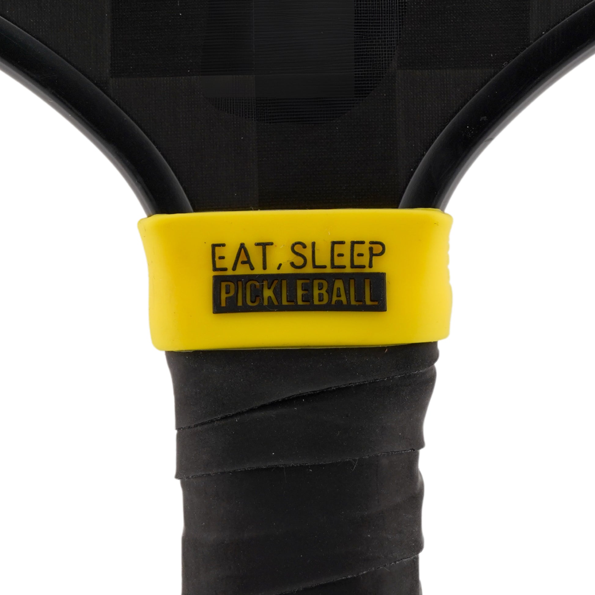 Eat Sleep Pickleball Pickleball Band shown on paddle as a color-customized personalized paddle band for pickleball players, ideal for paddle ID, team branding, and custom gear This image features custom pickleball paddle bands, a personalized paddle band, and a customized paddle band, ideal for player ID, team branding, club gear, and tournament accessories.